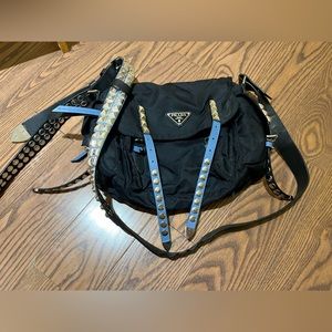 Prada Nylon studded messenger bag